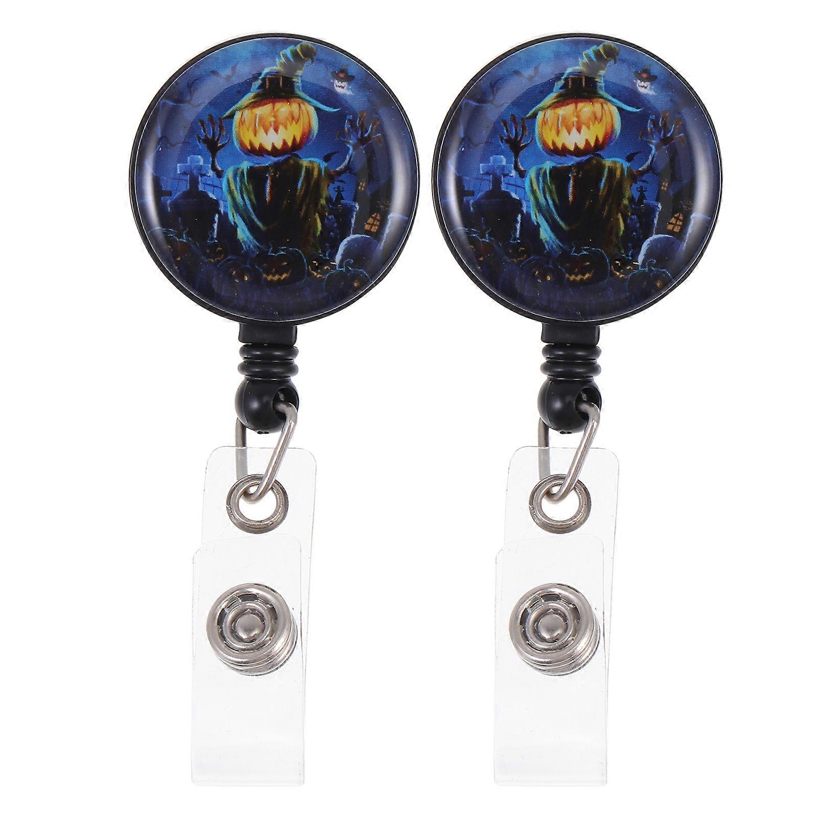 2pcs Retractable ID Badge Holders for Nurses, Office, School, Conferences & Events Card Clips