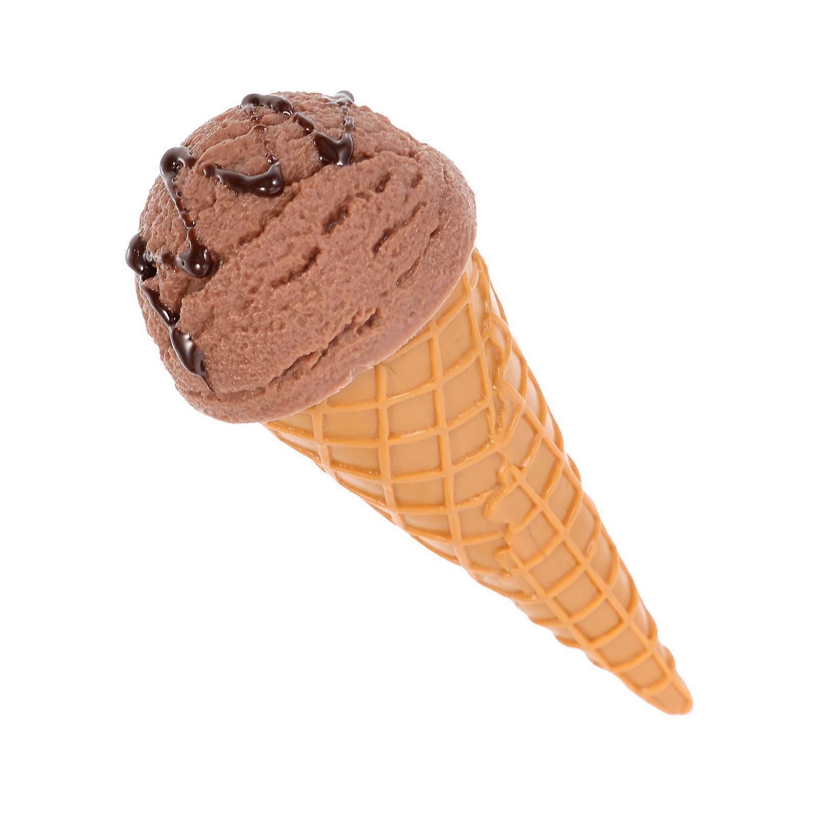 Chocolate Ice Cream Toy PVC Simulation Model for Decor Portable Light Weight Ice Cream Cone Size 4.5 Inch