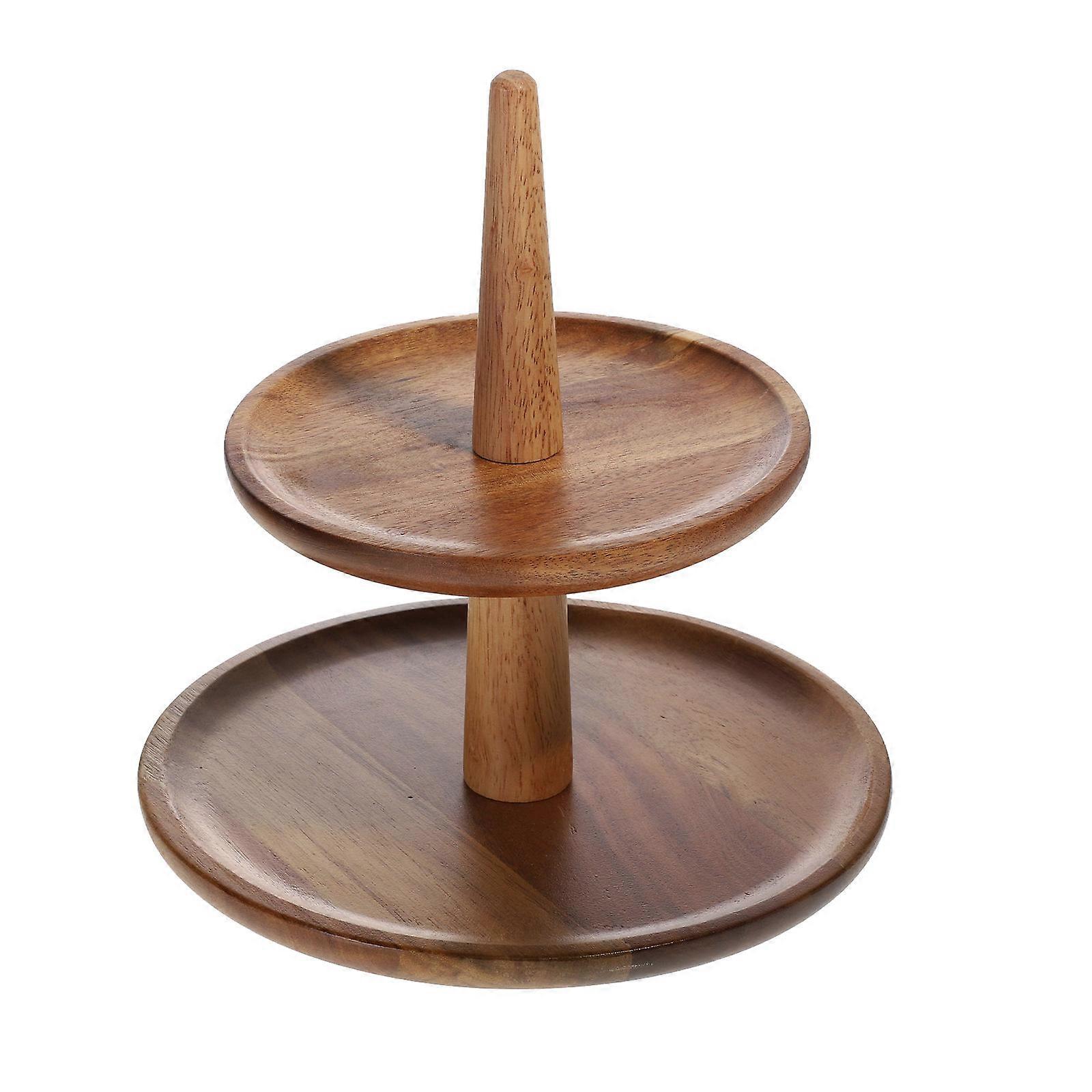 Lightweight Double Layer Fruit Snack Rack For Buffet And Gathering With A Coffee Finish 1Pcs