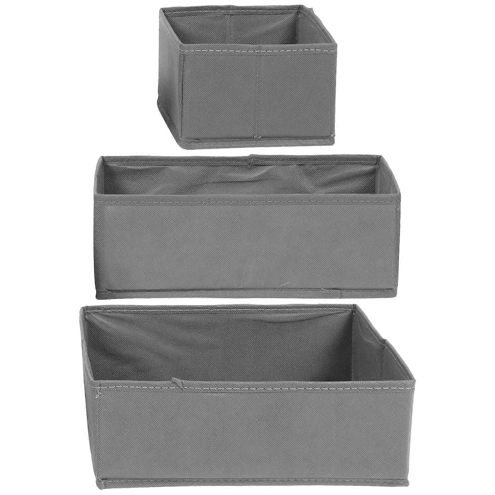 Sock Sorting Box Set of 3, Grey Underwear Organizer for Bras, Ties, Accessories, Storage Holders for Daily Use and Decluttering
