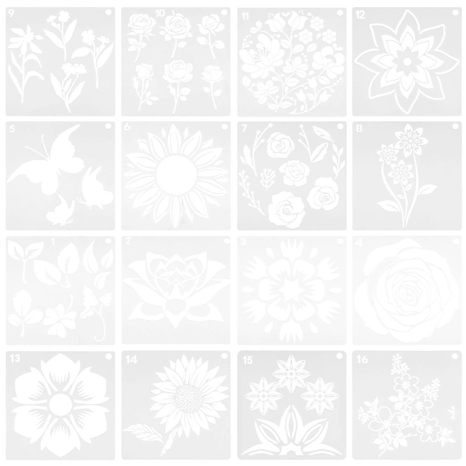 16Pcs Assorted Color Flower Shape Sunflower Stencils for DIY Projects Craft Making Drawing Templates Reusable for Creative Enthusiasts