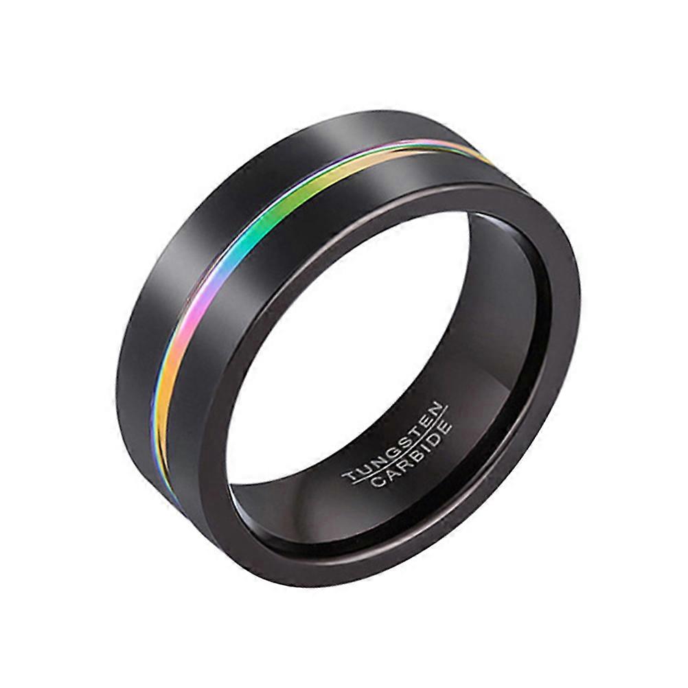 Circular Black Tungsten Ring For Men Size 9 Iridescent Resistant To Corrosion 1Set