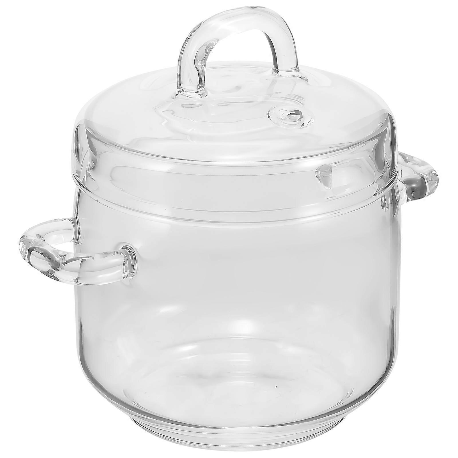 Glass Stew Pot With Lid Ideal For Simmering Round Shape Solution 2Set
