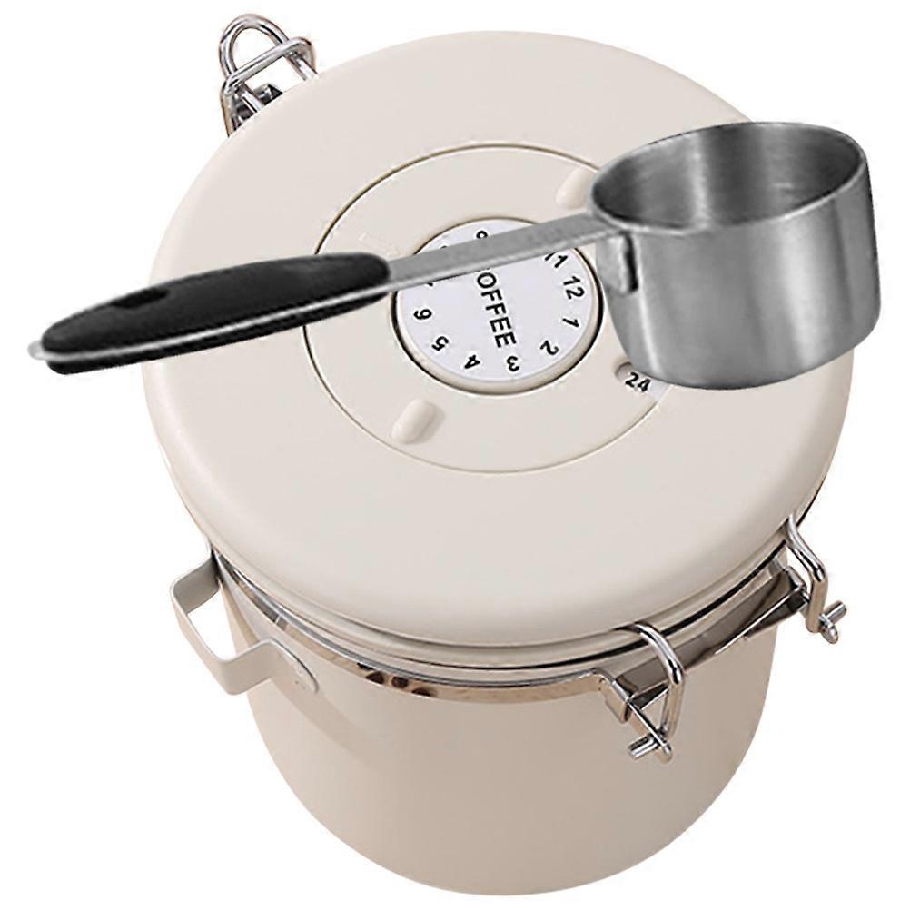 Sealed Coffee Bean Storage Jar 1 Set With Spoon Ideal For Office Home Cafe Featuring Square Design