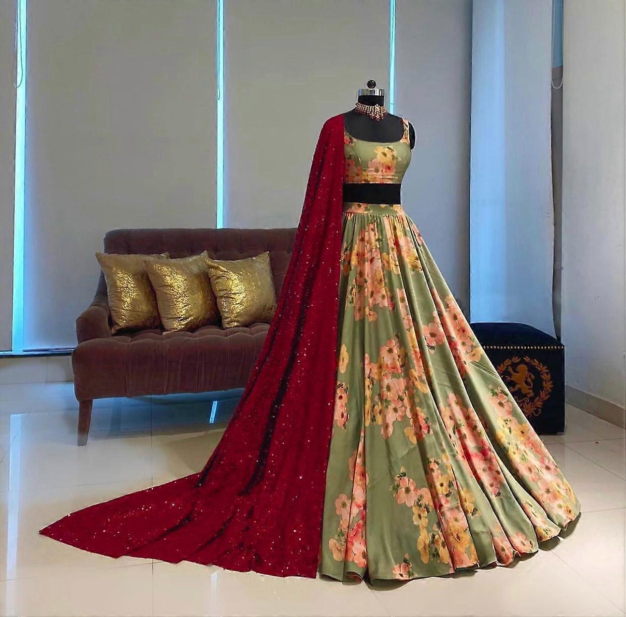 Fab Zone Woman's Party Wear Beautiful Lehenga Choli With Digital Print
