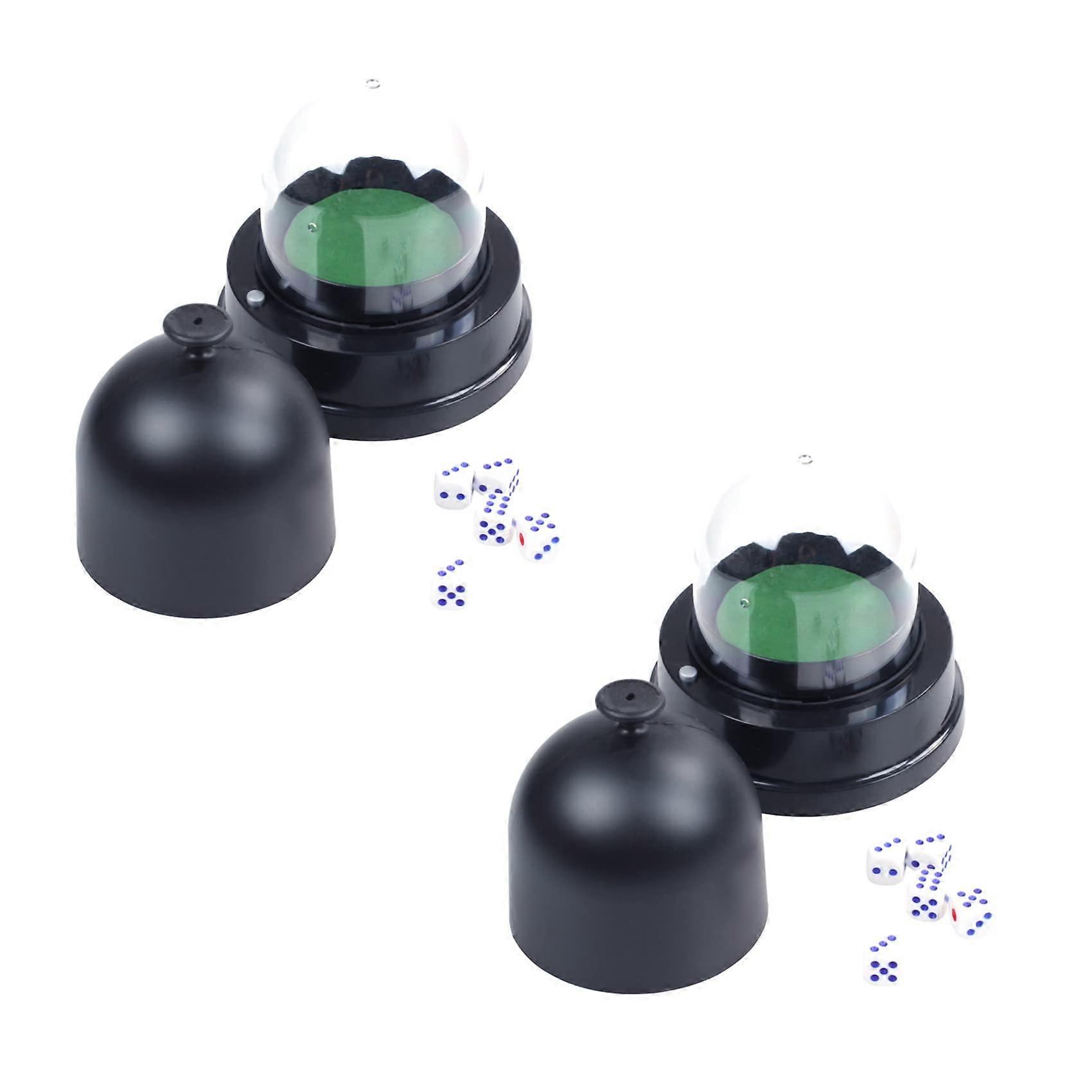 Automatic Bar-Party Dice Roller, Battery-Powered, 2-Pack, Five Black Dice Included