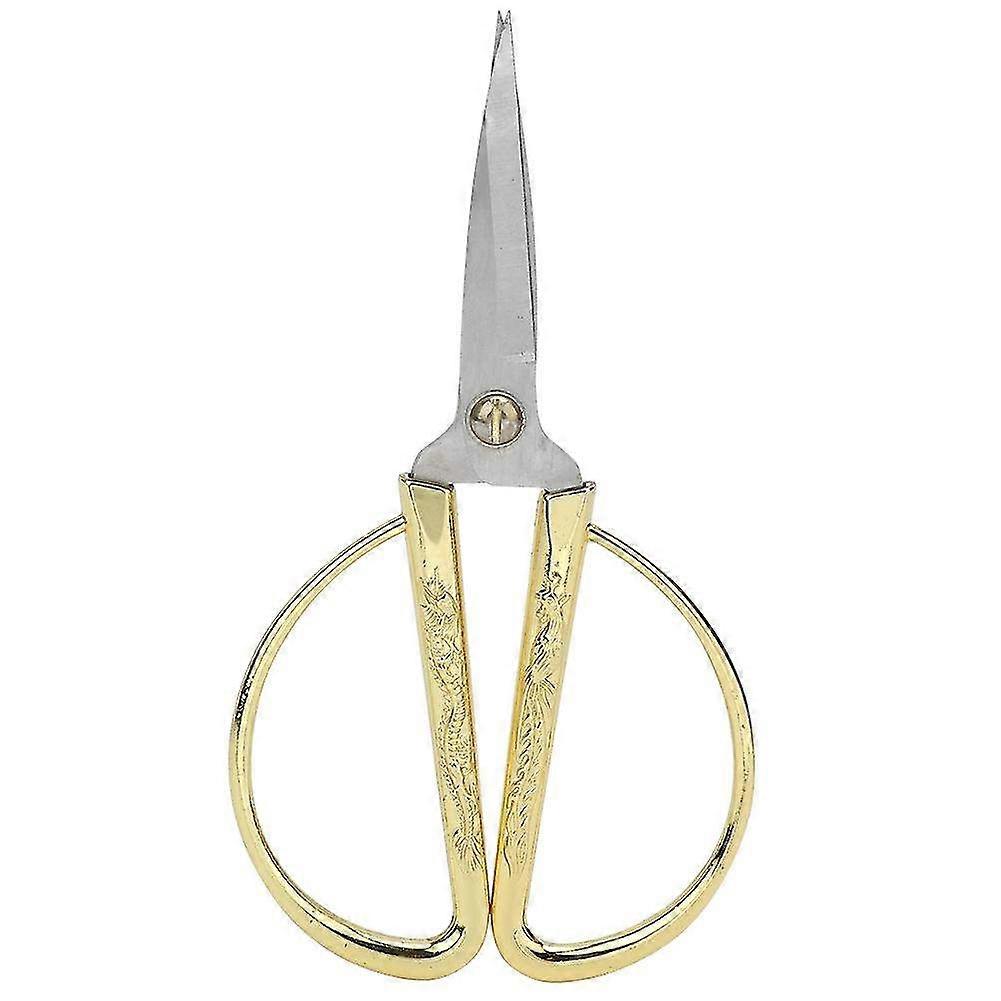 Stainless Steel Household Scissors with Elegant Chinese Dragon & Phoenix Pattern Handle - 5-Inch Precision Shears for Crafting & Home Use