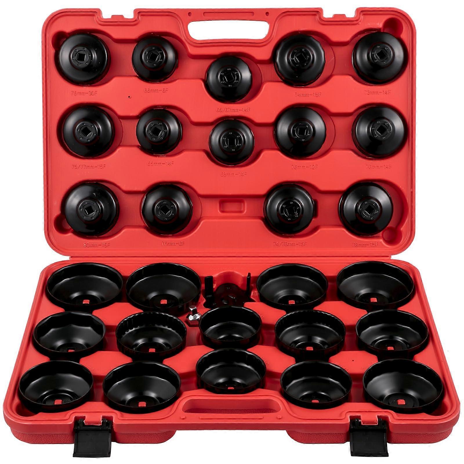 Oil filter socket set, 30piece, durable steel wrench set, 3/8inch lowprofile oil filter socket for easy access, includes a cap set in the package.