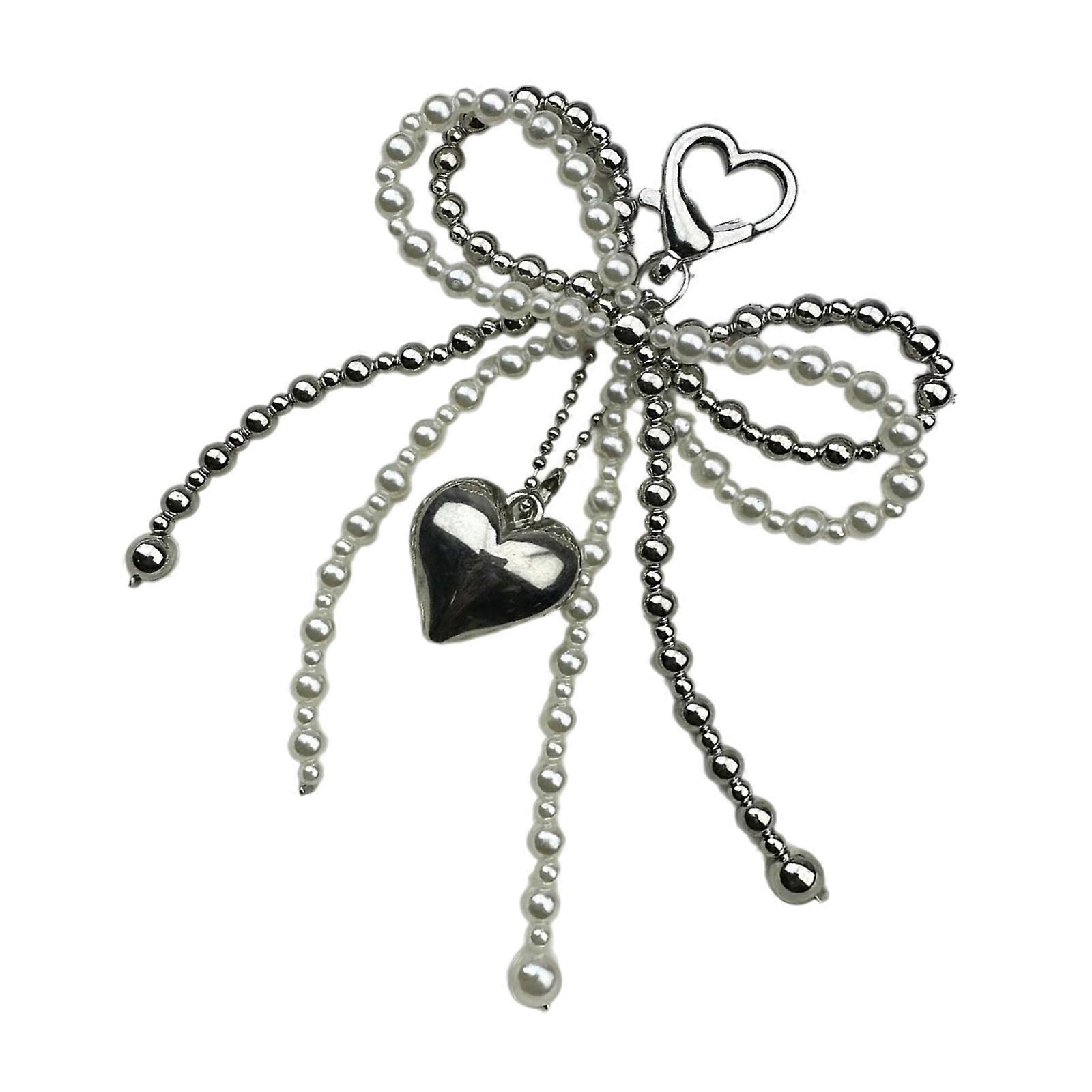 Chic Pearls Bowknot Accent Keychain Pendant for Phone Cases and Apparel Perfect for Enhancing Everyday Outfits Multicolor