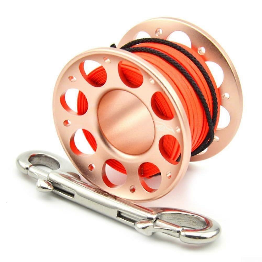 Compact Diving Reel with Stainless Steel Connector and Double Hook for Reliable Underwater Use (15m for PINK)