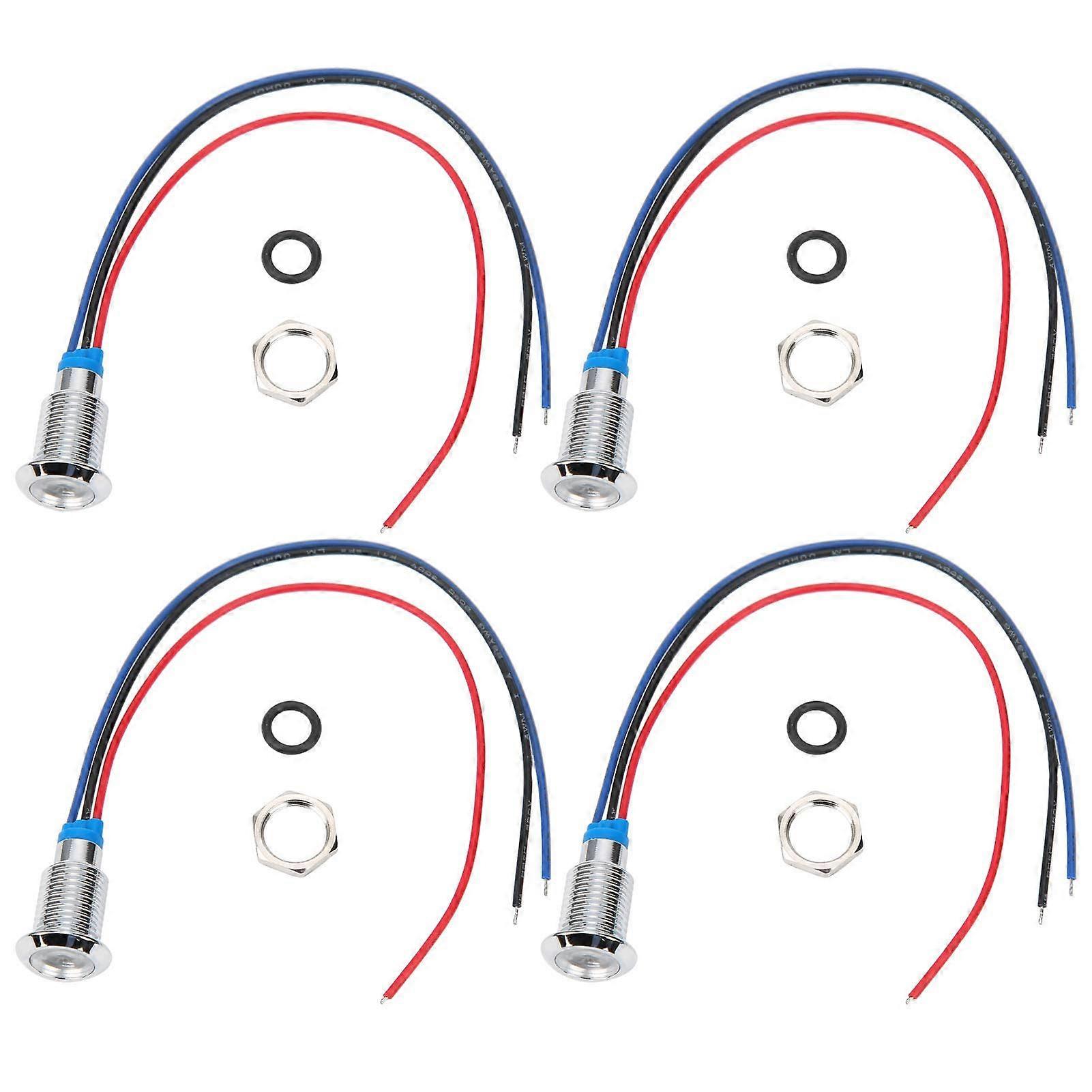 4 Sets PreWired Round LEDs 2Color Indicator, Common Anode 10mm 1224V, CNC Machine Cutting