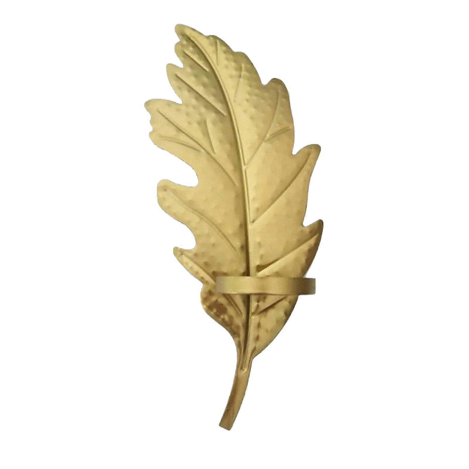 Golden Leaf Wall Sconces Candle Holders, Metal Wall Mounted Tea Light Stand