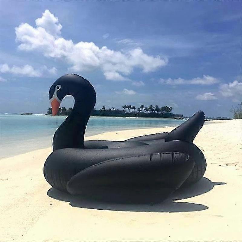 190cm Black Swan Giant Inflatable Floating Bed Circular Pool Floating Pad Riding Swimming Circle Summer Party Pool Toy