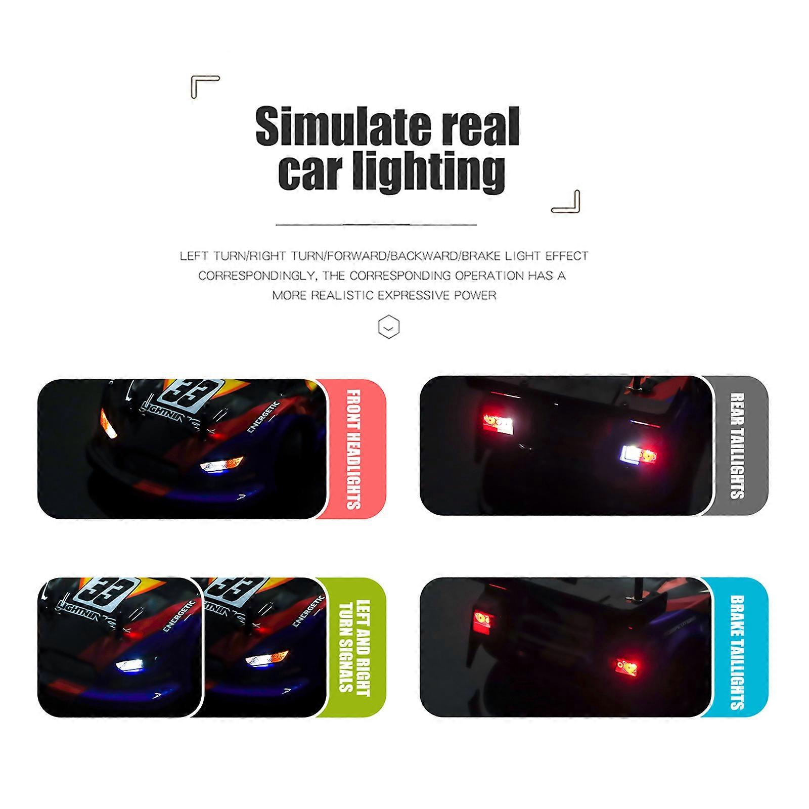 1:18 Scale 4WD RC Car 35km/h Black Drift Toy with LED Lights