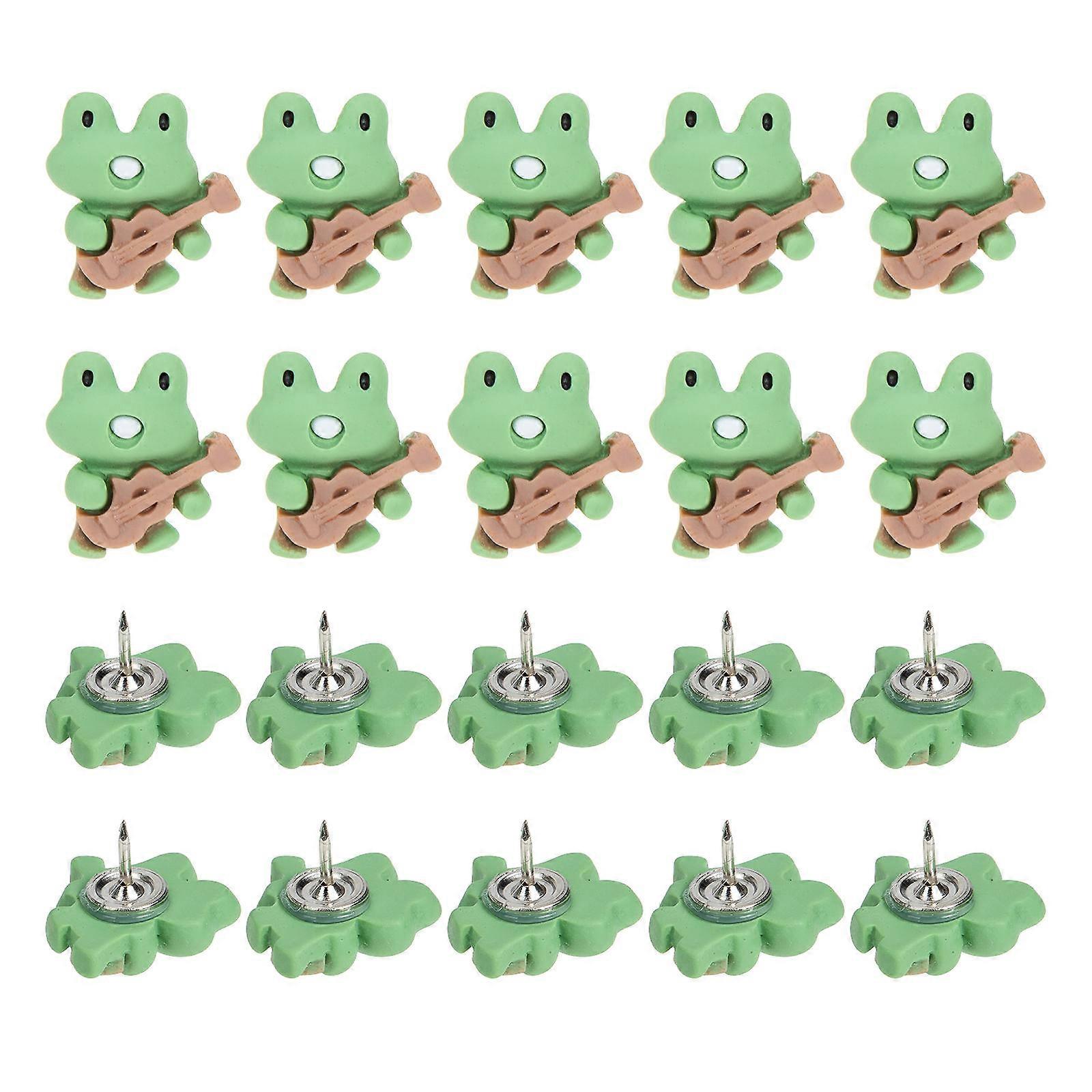 20PCS Cute Frog Shaped Guitar Thumb Tacks, Decorative Push Pins for Bulletin Boards, Cork Boards, Photos, and Notes, Multi Functional Tacks for Easy
