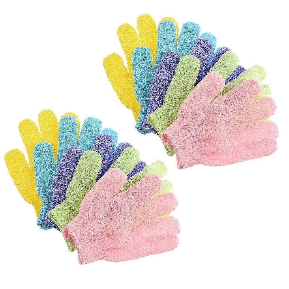 Exfoliating Mitt for Shower Body Scrubber Gloves Bathing and Showering Assorted Color Polyester Skin Care 10pairs