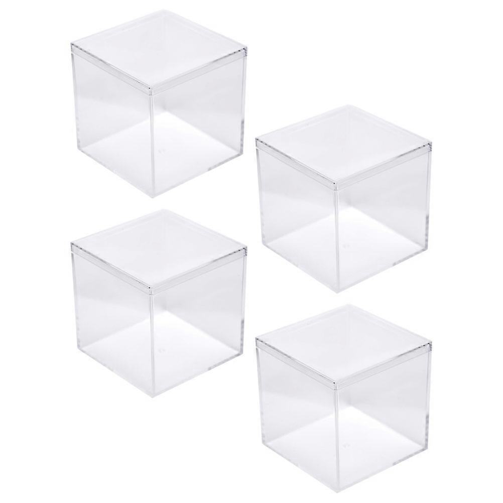 Transparent Plastic Gift Box for Storage and Packing Candy Cookies chocolates 4PCS Square Boxes