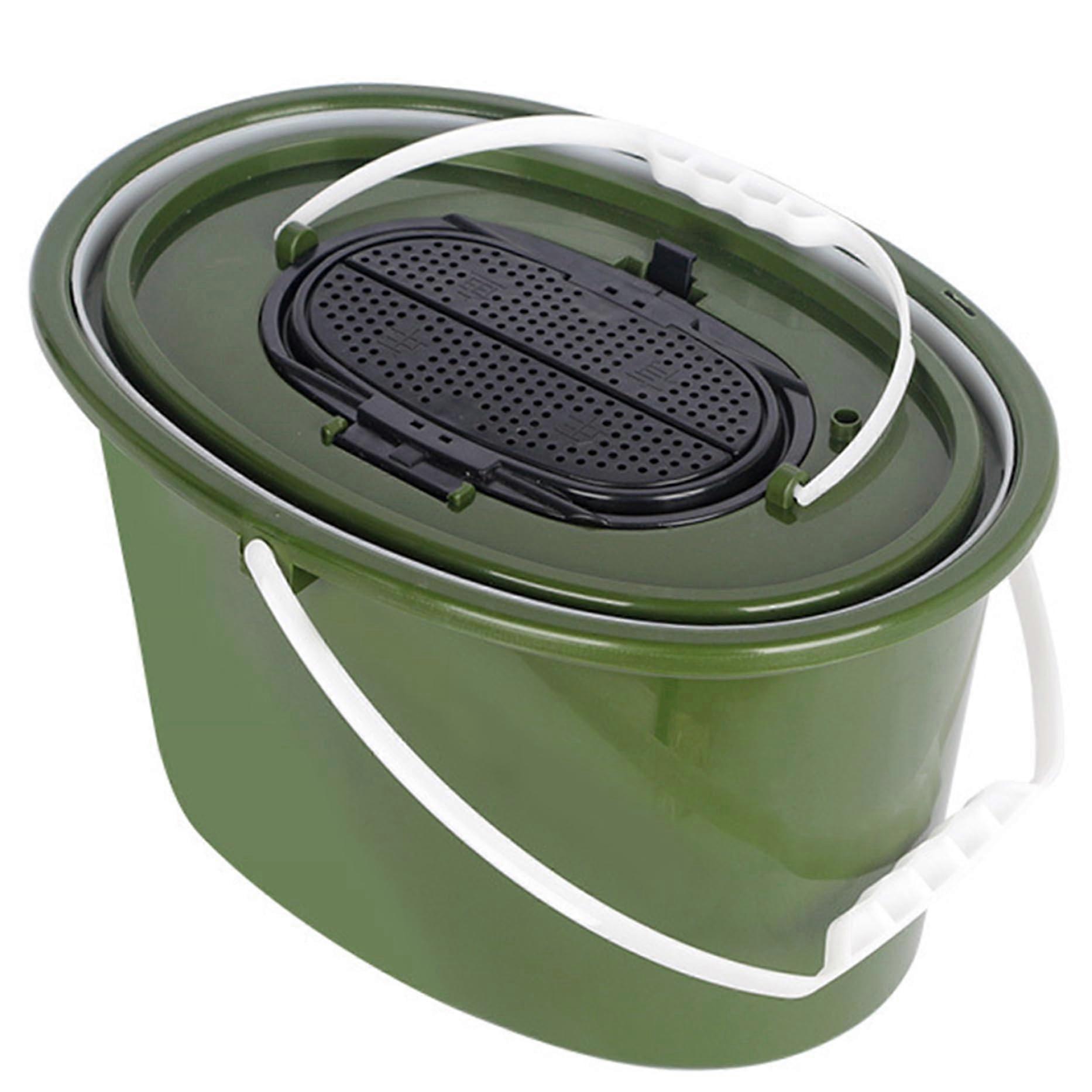 Bait Bucket - Portable Minnow Bucket with Breathable Mesh Top, Double Carry Handle for Ice Fishing, Camping, Hiking