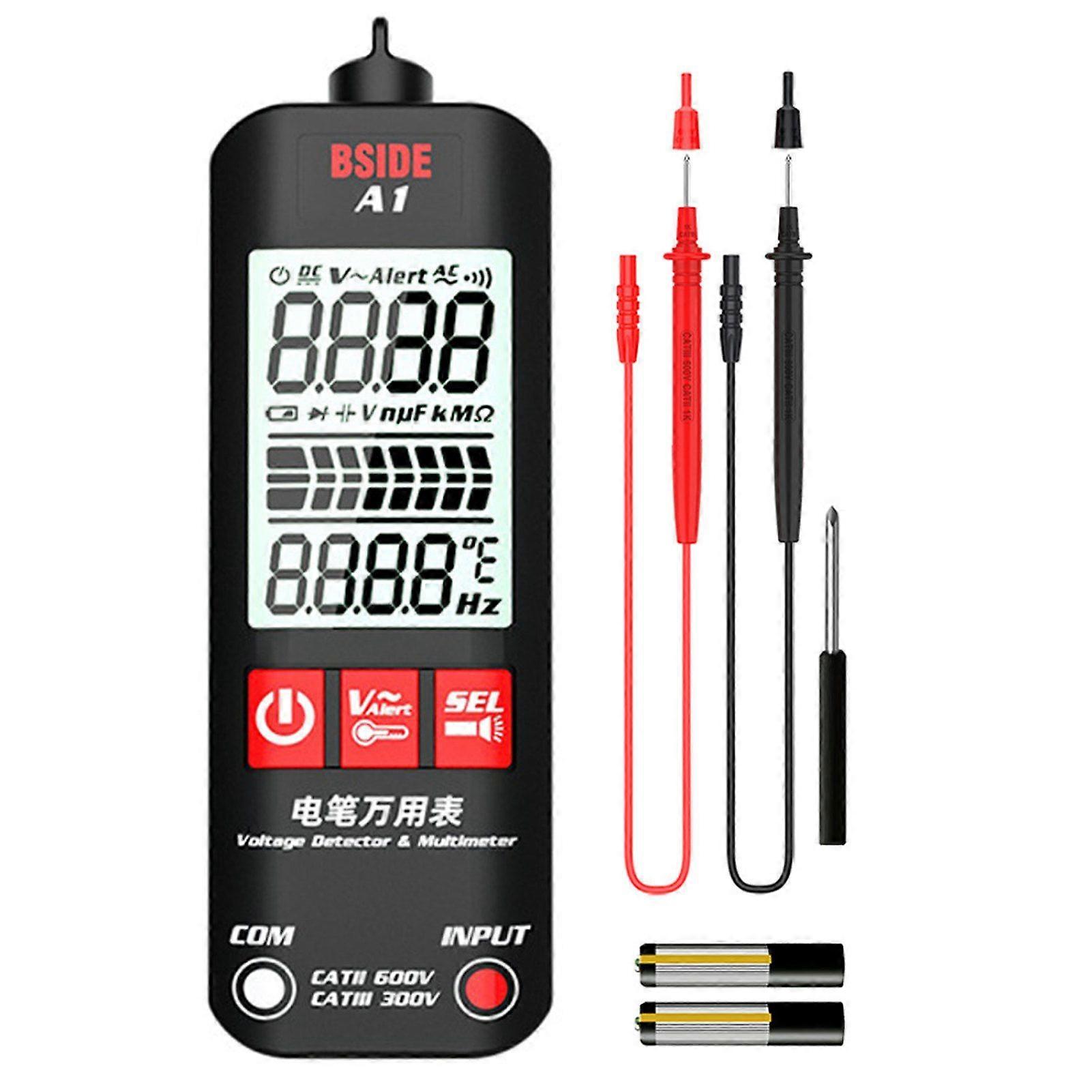 A1 Mini Multimeter LCD Digital Tester Voltage Detector 2000 Counts DC/AC Voltage Frequency Resistance NCV Continuity Live Wire Neutral Wire Check True