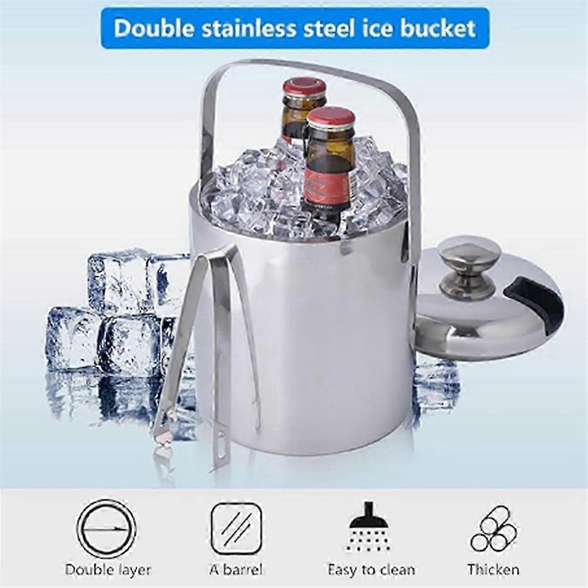Ice Bucket with Lid and Tong Insulated Ice Bucket with Strainer B
