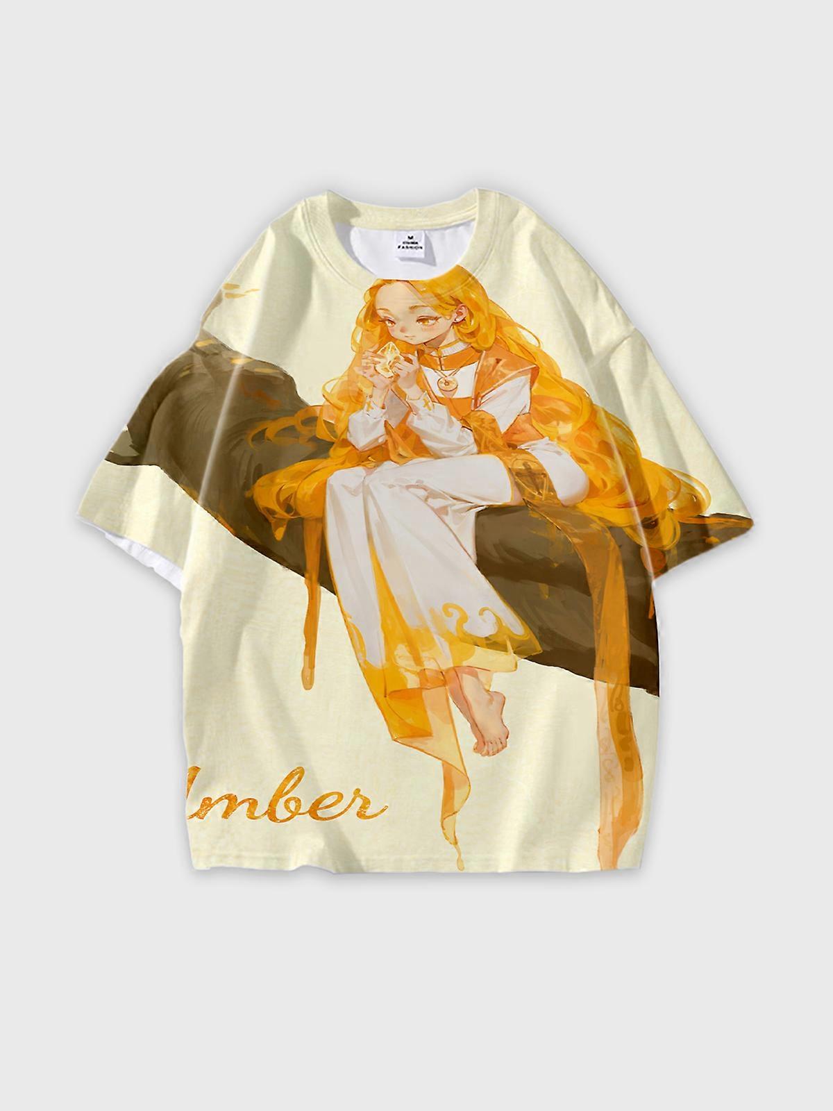 T-Shirt Short Sleeve Round Neck, Summer Casual Loose Graphic Tee, Unisex Pattern U1703