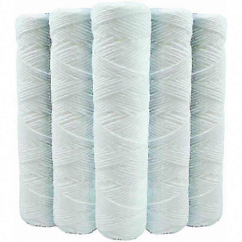 Set of 5 Coiled Water Filter Cartridges 9 Inches 3/4 - 20 Microns Anti Sediment Compatible with 10 Inch Filters Made in France