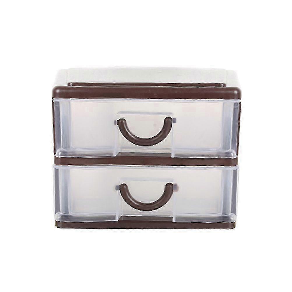 1PC Brown 2-Layer Plastic Storage Box, Desktop Organizer for Home & Office Documents & Sundries