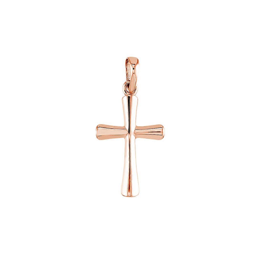 14Kソリッドイエローゴールド高ポリッシュ宗教信仰クロスペンダントネックレス-女性用ペンダント