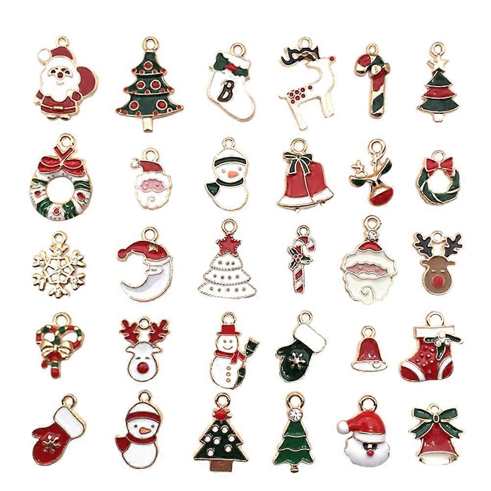 Christmas Jewelry Making 30Pcs DIY Pendant Charms Assorted Color Ideal For Necklaces Bracelets Earrings Crafted Gifts