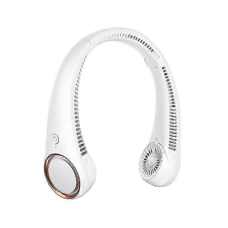 White Rechargeable Neck Fan 2000mAh, Bladeless, Windproof, 3 Speeds