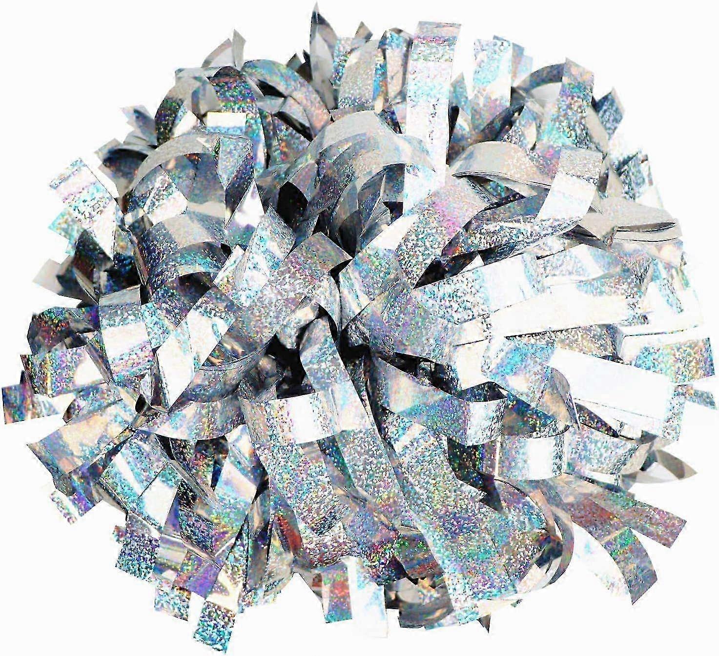 2025 Latest Model 2 Pack 6 Inches Metallic Holographic Cheerleading Pom Poms