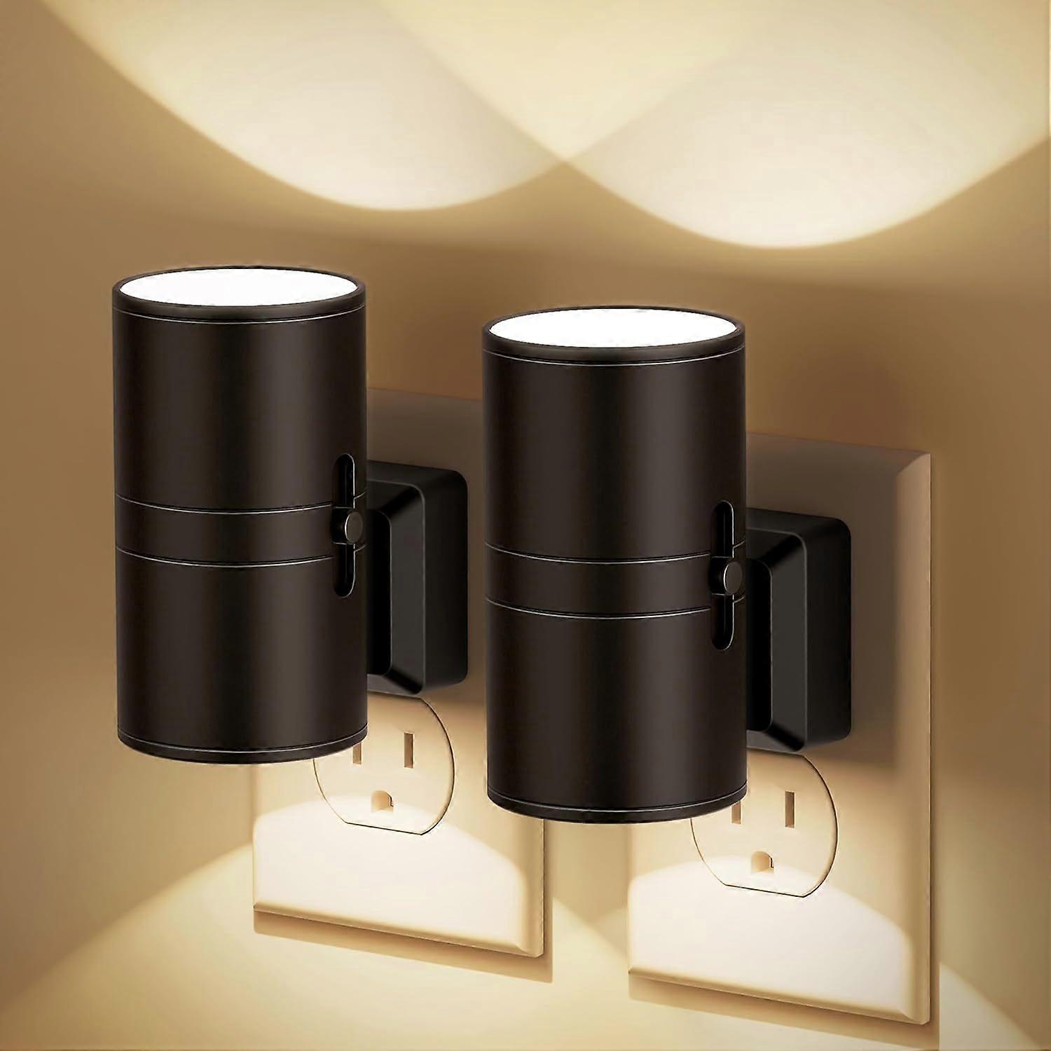 Night Lights Plug into Wall, Modern Night Lights with Dusk to Dawn Light Sensor, Soft White 3000K(Black)