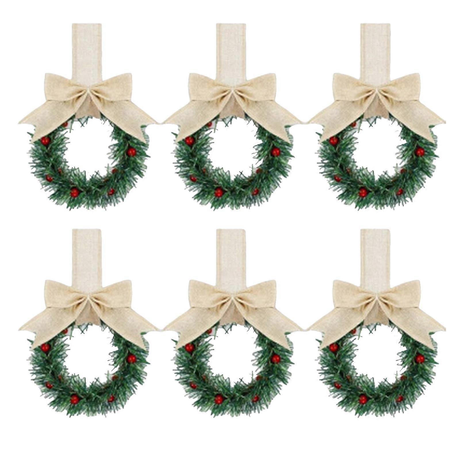 Christmas Kitchen Cabinet Garlands Set Of 6 Festive Farmhouse Red Berry And Ribbon Bows For Windows And Doors One Size