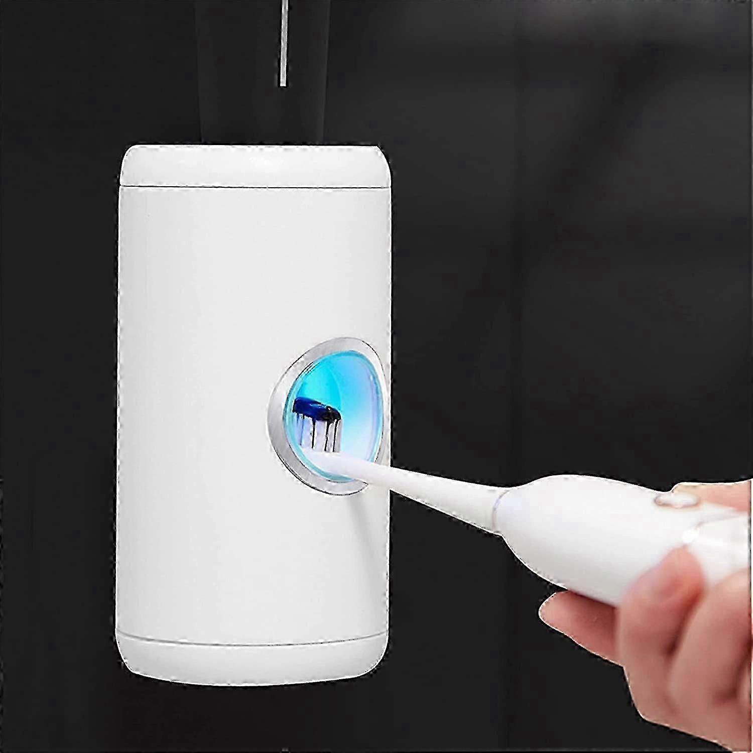 Electric Toothpaste Squeezer with Sensor Wall-Mounted Toothpaste Holder for Washroom Bathroom (White)