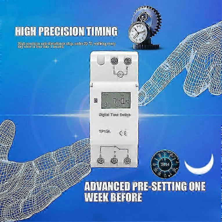 Panel Mounted Digital Lcd Programmable Timer S  Thc 15a Dc   Ac