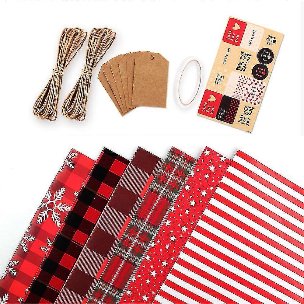 12 Sheets Recycled Kraft Christmas Wrapping Paper Paper Roll 2025