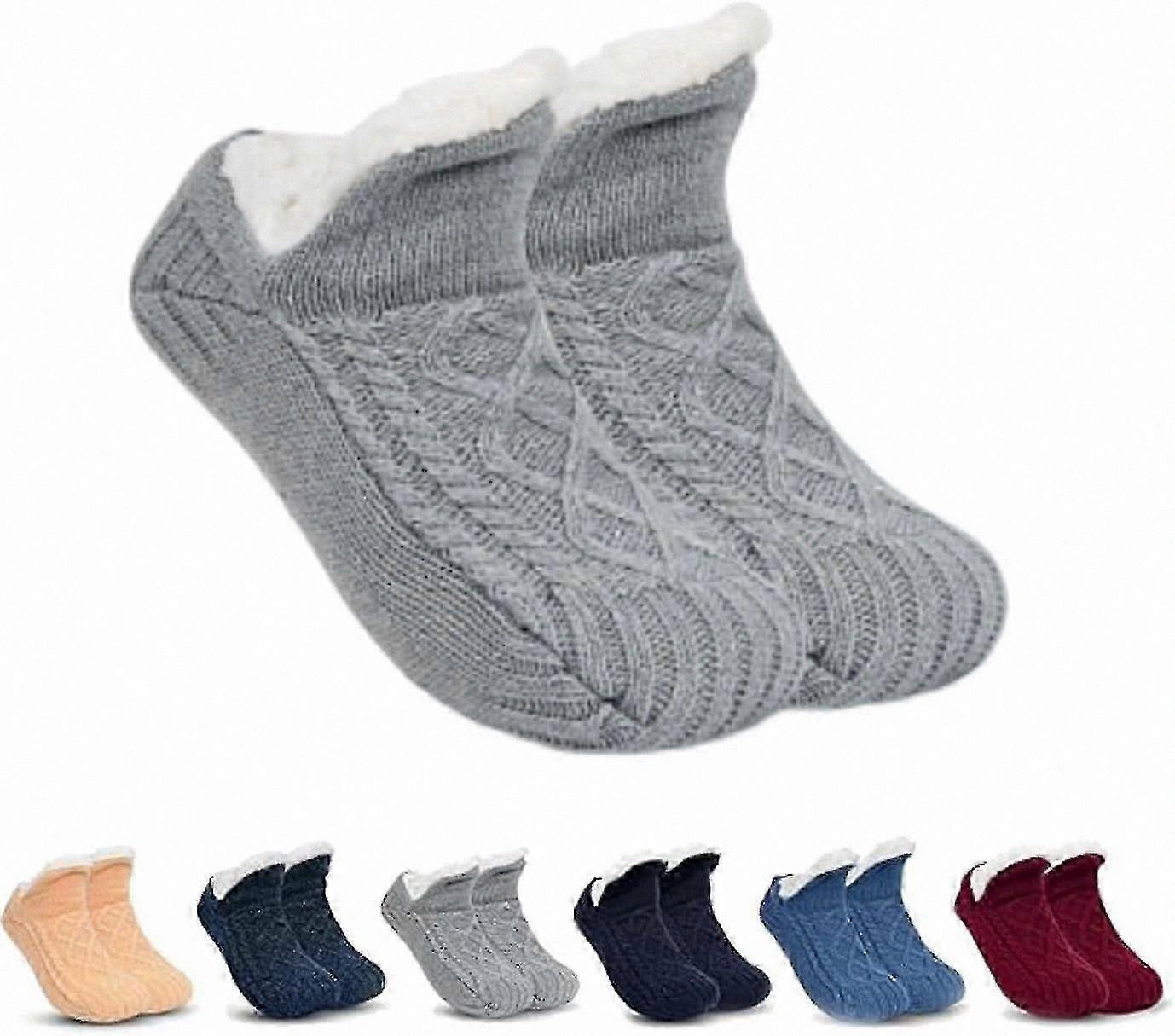 Cozy Fleece-Lined Non-Slip Socks for Indoor Use, Warm Thermal Slipper Socks with V-Mouth Design