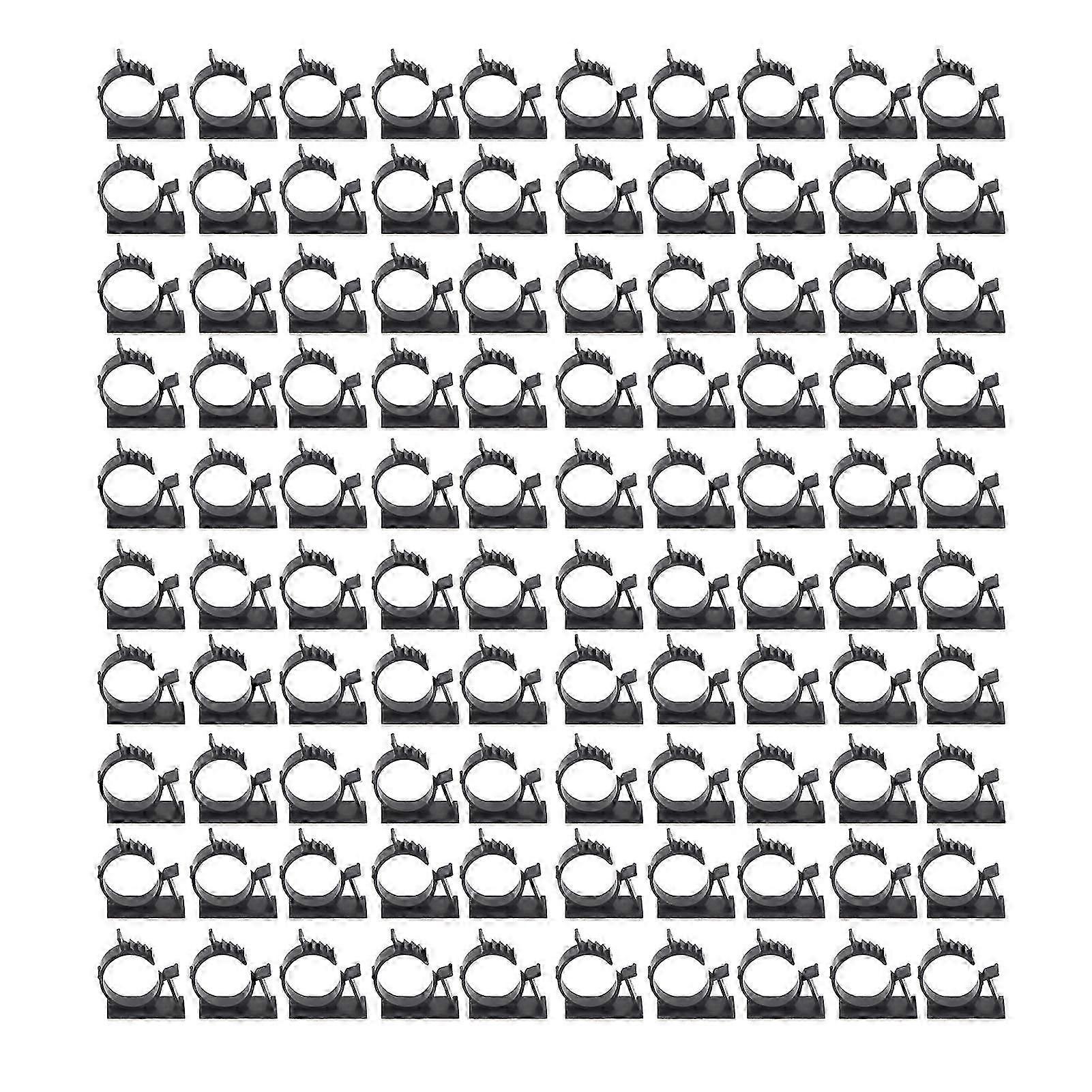 100PCS Adhesive Cable Tie Holder Wire Management Clips Adjustable Cable Organizer Black