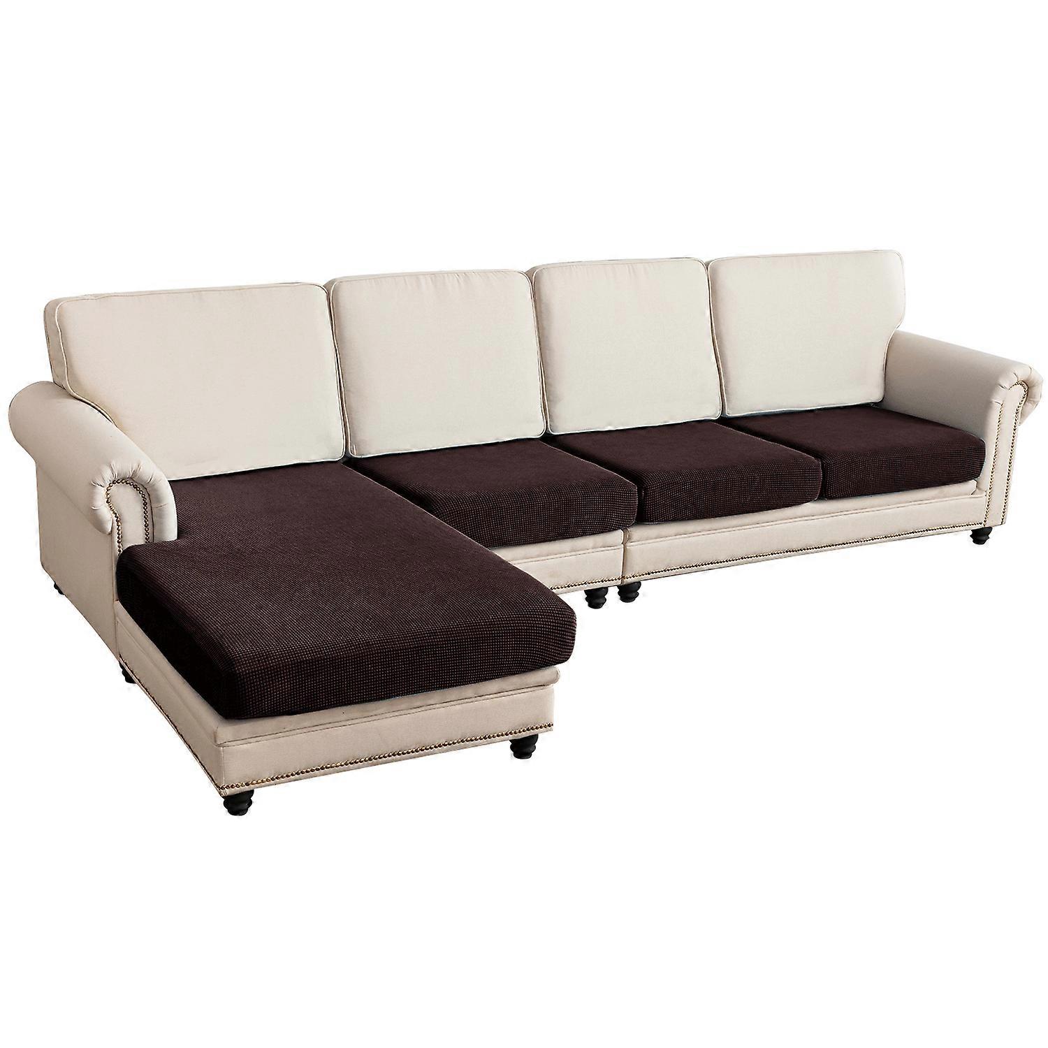 Sectional Couch Covers 4 Pieces Sofa Seat Cushion Covers L Shape Separate Cushion Couch Chaise Cover (large Sofa 3 Seater + 1 Chaise, Brown)