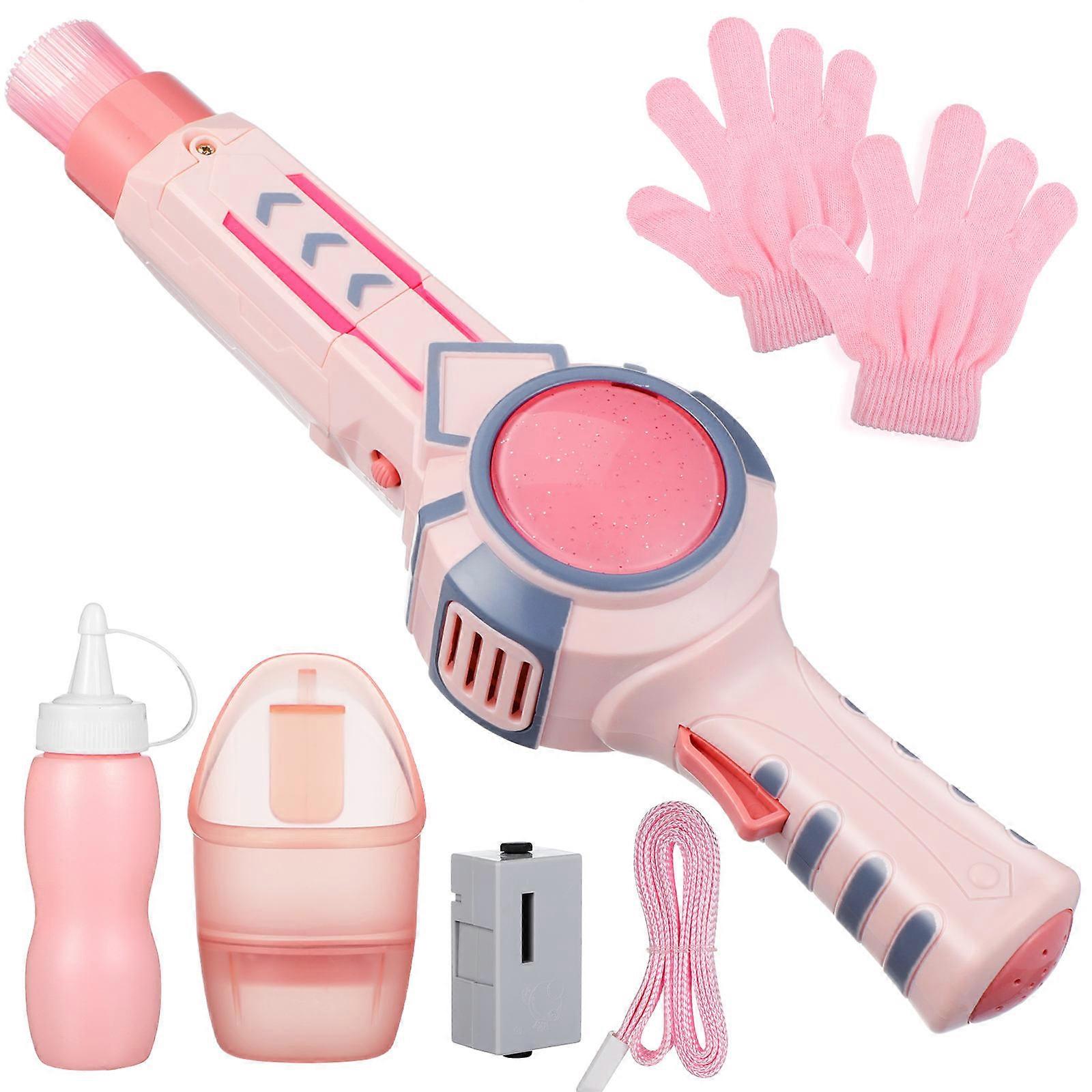 Bubble Machine Automatic Bubble Blower for Festival Event Pink Plastic Stick Design with Smoke Effect 1Pc