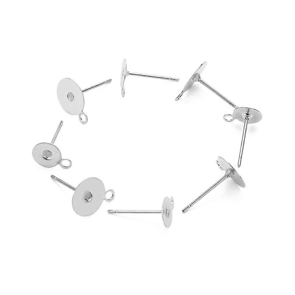 Silver Earrings Posts with Flat Head Pins 100Pcs for DIY Craft