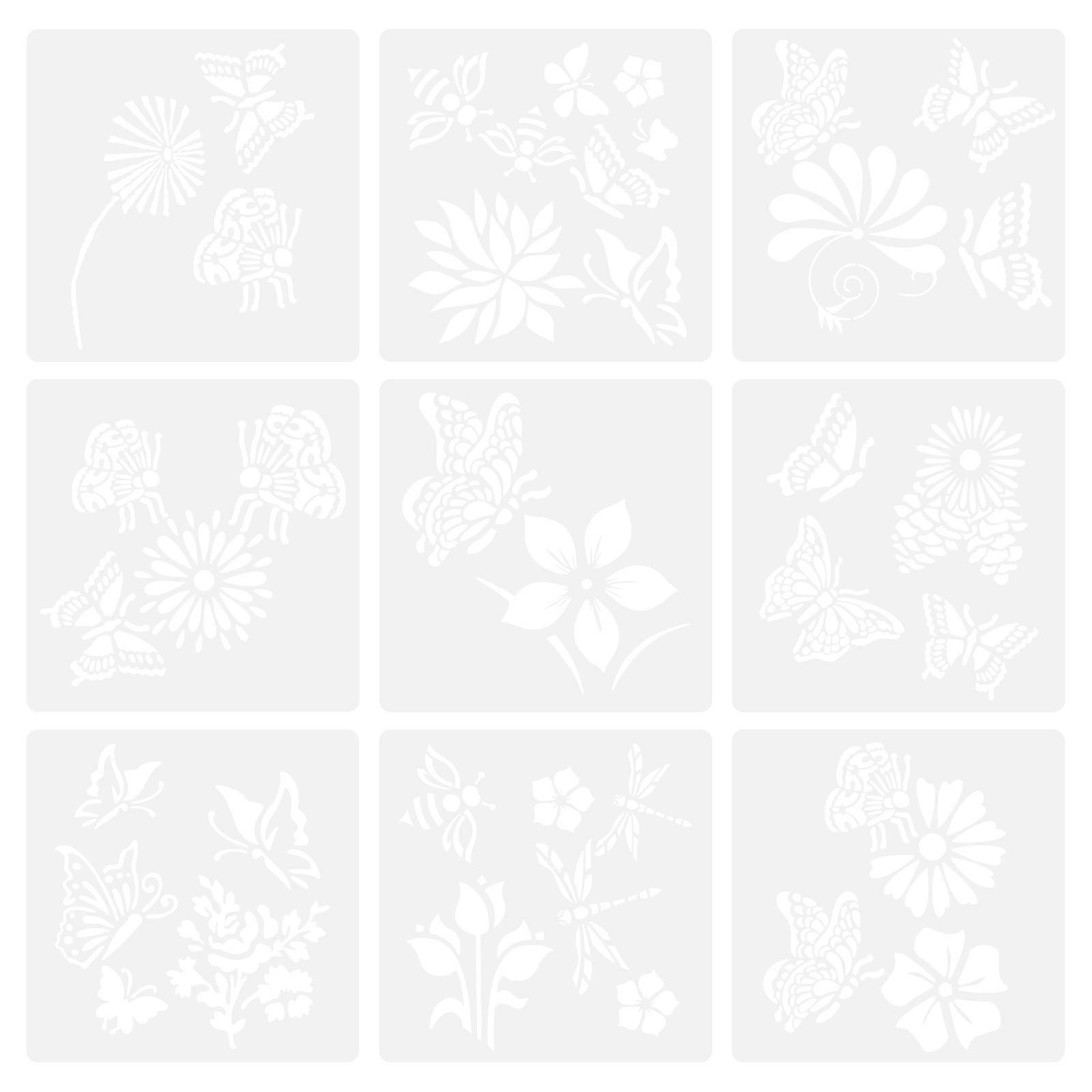 Stencil Wall Painting Butterfly Stencil Set for DIY Use 9Pcs White Pet