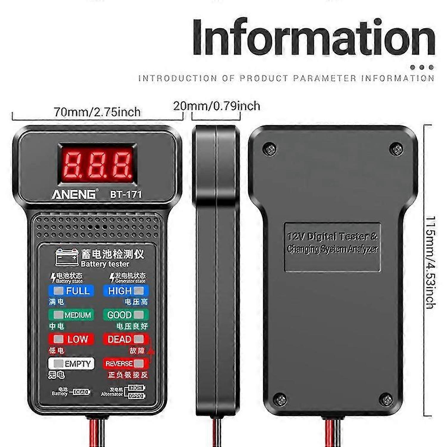 Battery Tester Tools BT-171 Automotive Diagnostic Tools 12V Battery Analyzer