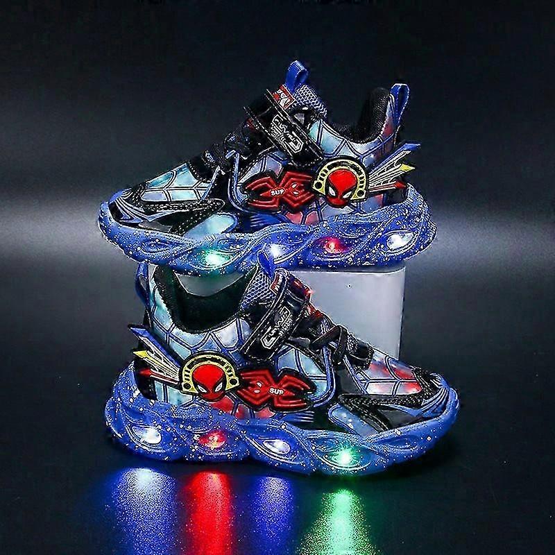 Kids Blue Breathable soft soled Kids shoes Luminous Spider-Man sneakers