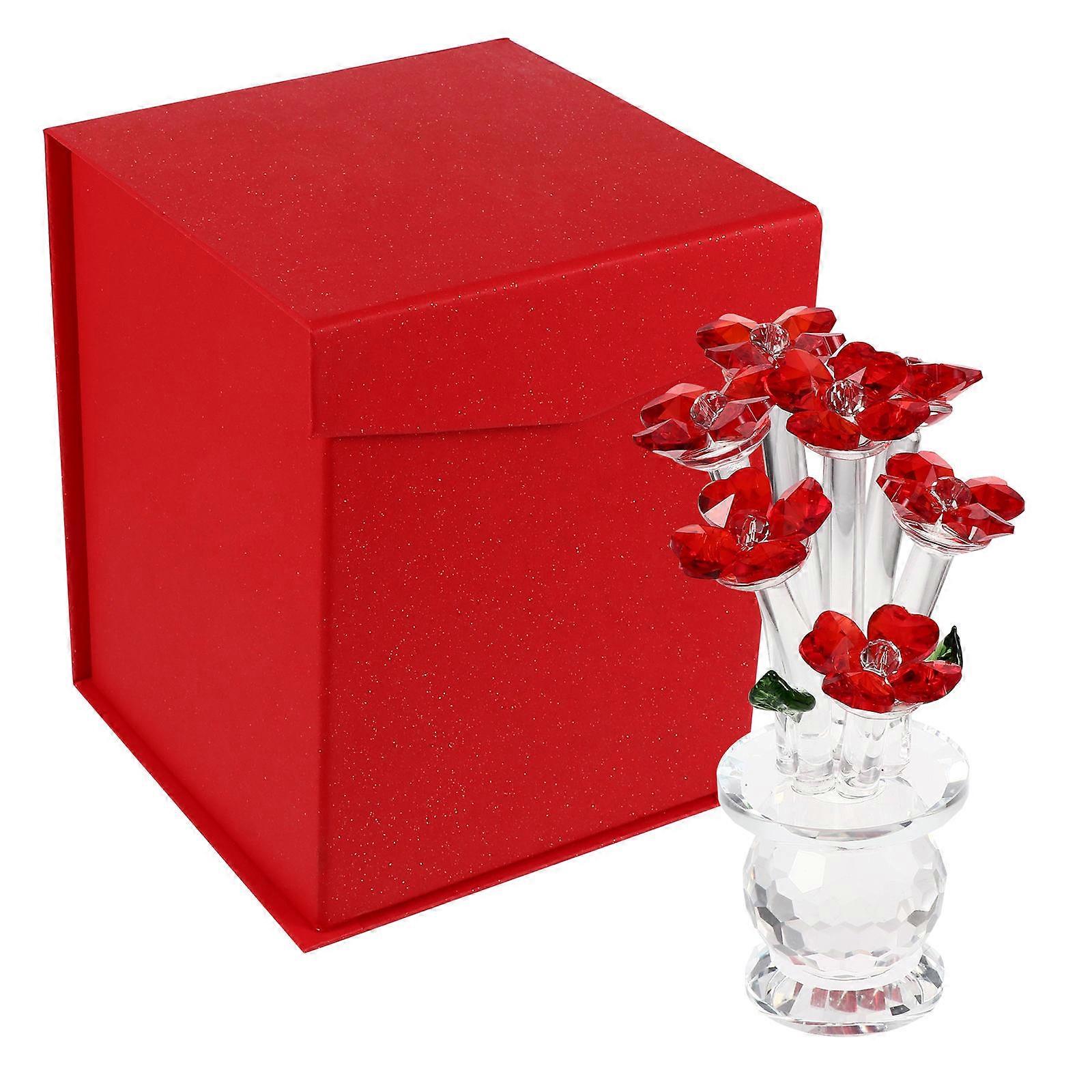 Crystal Rose Craft Simulation Rose Ornament with 1Pcs for Decorative Use