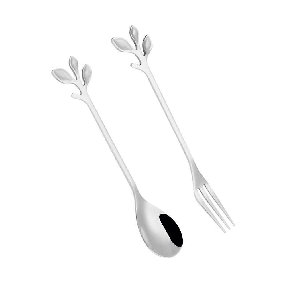 Ice Cream Spoon Stainless Shape Spoon for Eating 2Pcs Silver