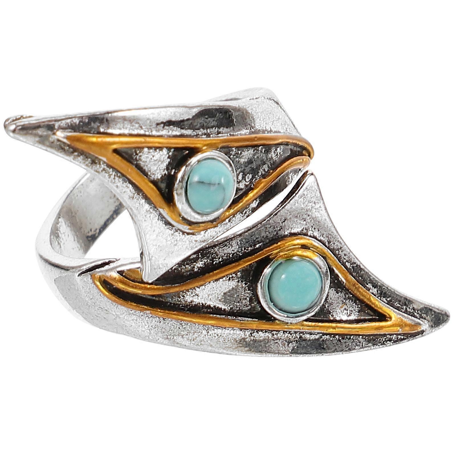 Blue Turquoise Adjustable Ring Statement Finger Ring for Women 4Pcs Set