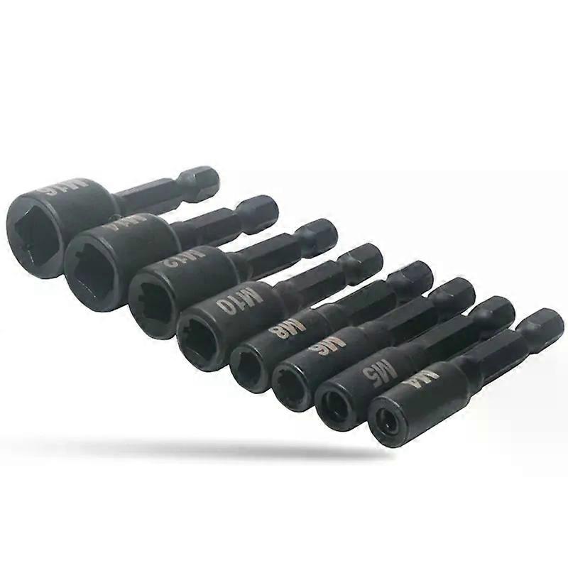 8Pcs Tap Die Socket Adapter 1/4 Inch Hex Shank Machine Screw Metric Plug Threading Tool For Electric Drill M4-M16-AT36