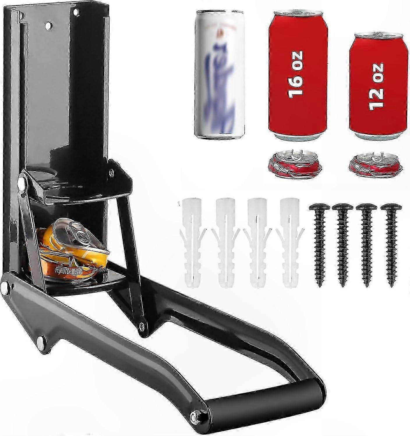 Durable Wall-Mounted Can Crusher with Built-In Bottle Opener for Aluminum Recycling Solutions