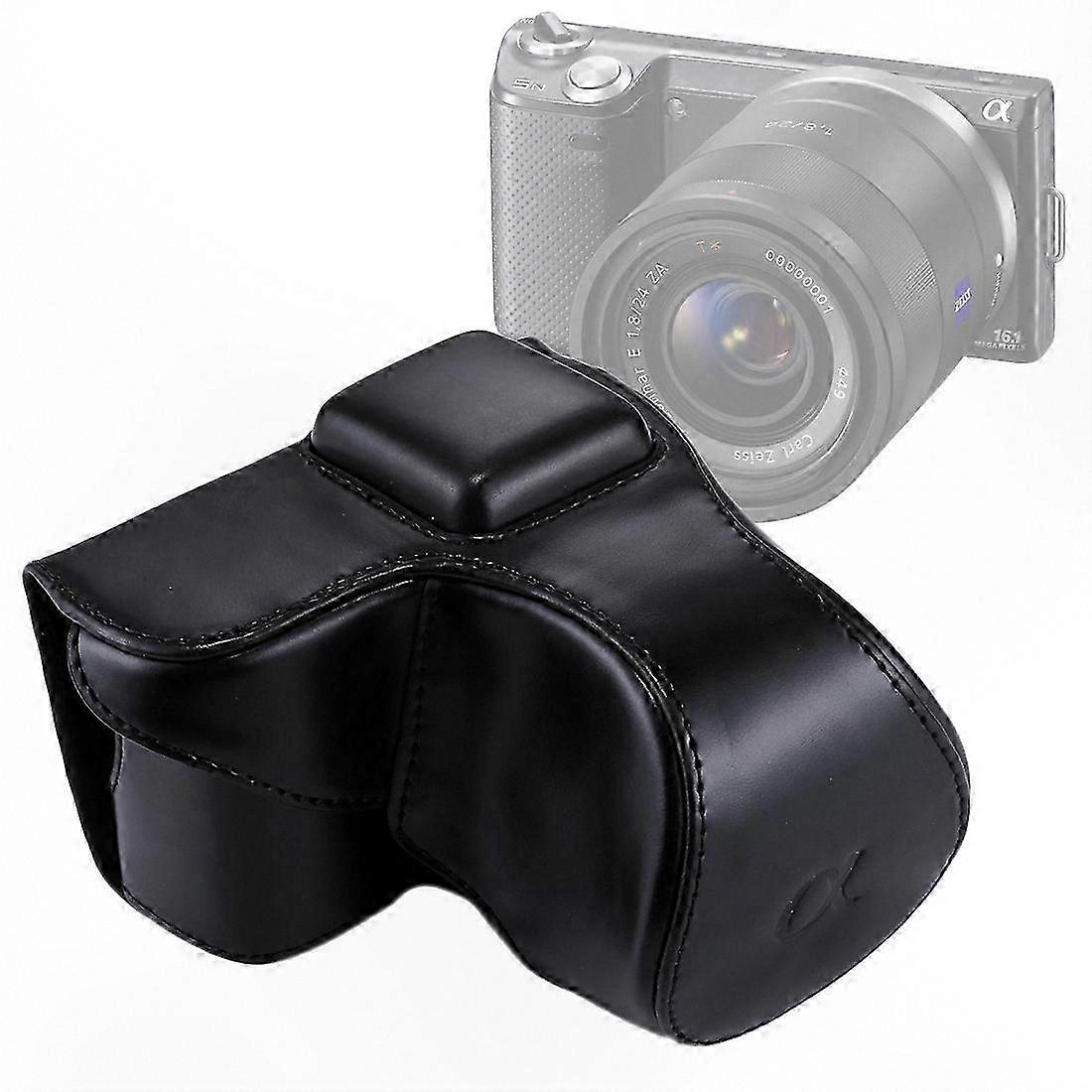 Universal Leather Camera Case with Strap for Mirrorless Models NEX 5N 5R 5T